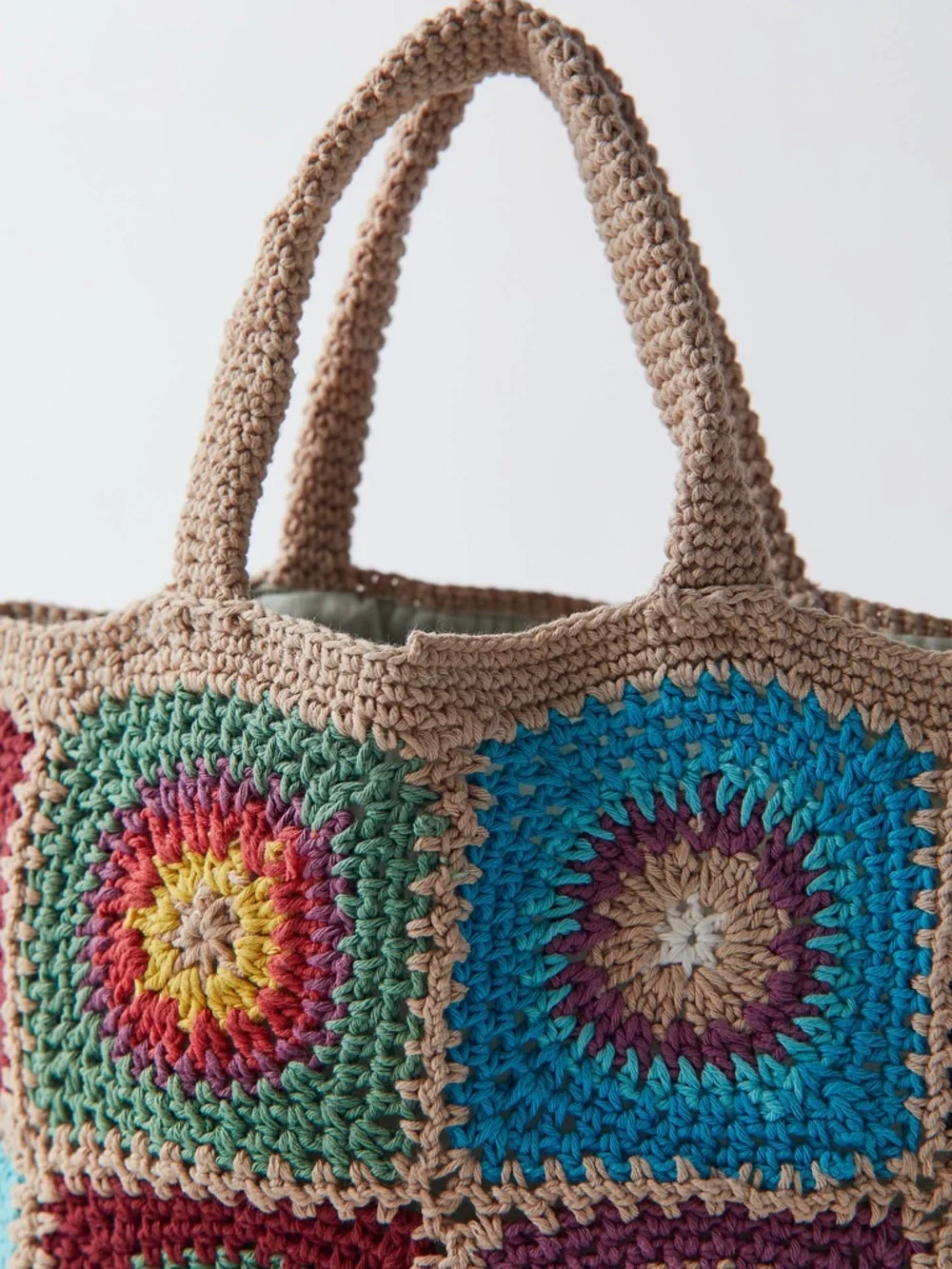 Urban Outfitters Multicolor Crochet Granny Square Tote - Beige Trim - Picture 2 of 4
